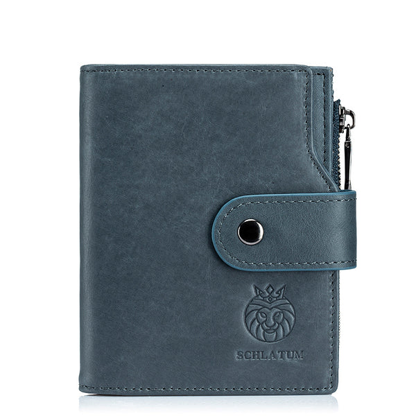 Billetera Vertical Corta de Cuero Genuino con Protección RFID - Estilo Retro Europeo - Image 4