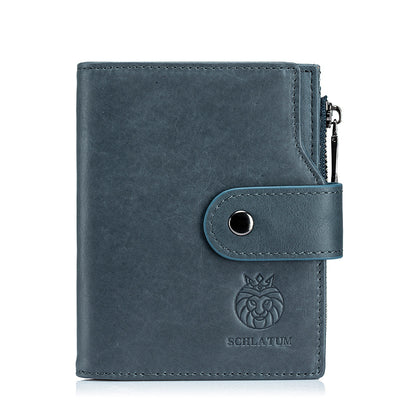 Billetera Vertical Corta de Cuero Genuino con Protección RFID - Estilo Retro Europeo - Image 4