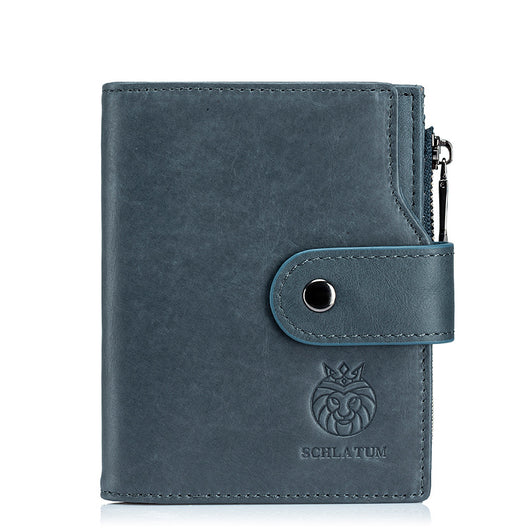 Billetera Vertical Corta de Cuero Genuino con Protección RFID - Estilo Retro Europeo - Image 4