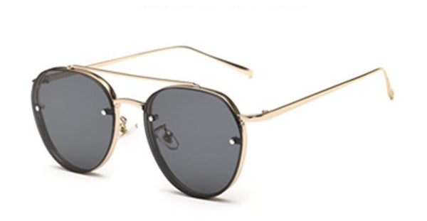 Pilot sunglasses for ladies with silver metal frames and light green gradient lenses, shown on a white background. - Image 3