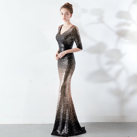 Vestido Ajustado Cola de Pez con Lentejuelas - Image 18