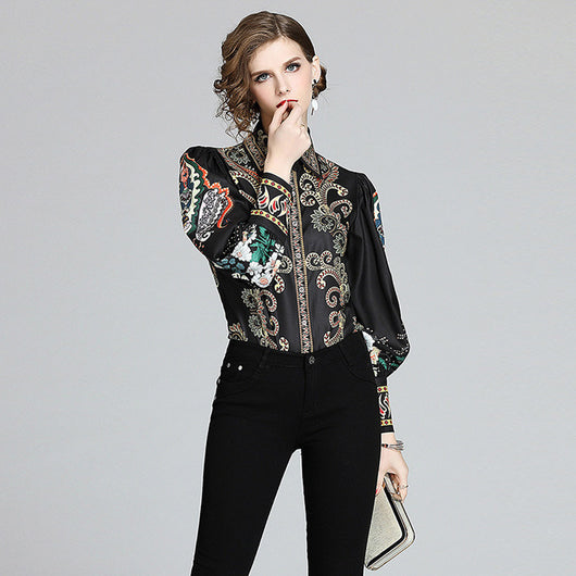 Blusa Estampada de Manga Larga para Mujer - Image 3