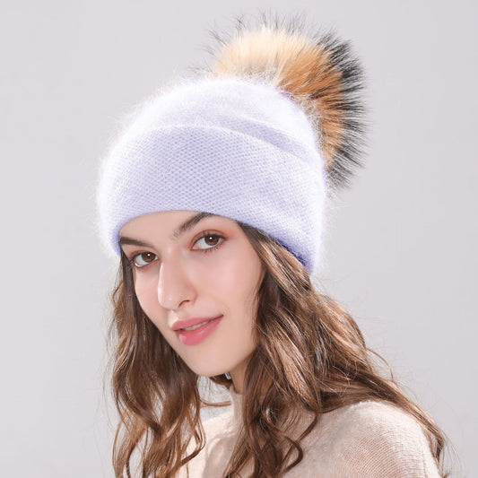 Boina de Conejo Angora para Niña - Gorro Otoñal Elegante