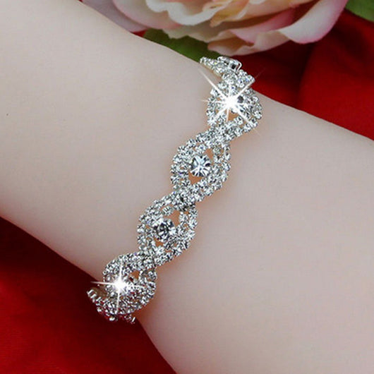 Pulsera de Diamantes de Cristal - Brazalete Elegante para Mujer