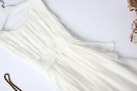 Vestido Largo de Seda Blanca Ajustado - Image 3