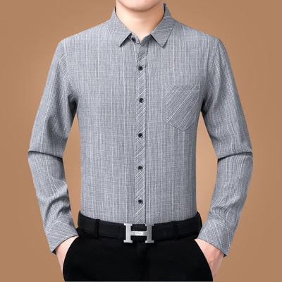 Camisa de Lino y Algodón Manga Larga para Hombre sin Planchado - Image 7