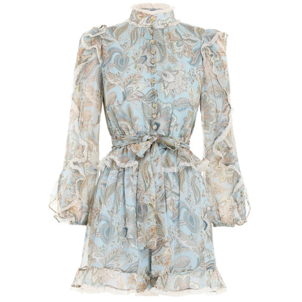 Jumpsuit de Encaje Azul Premium para Mujer - Diseño Francés Elegante