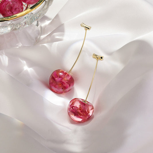 Aretes Colgantes de Cereza con Elegancia Francesa