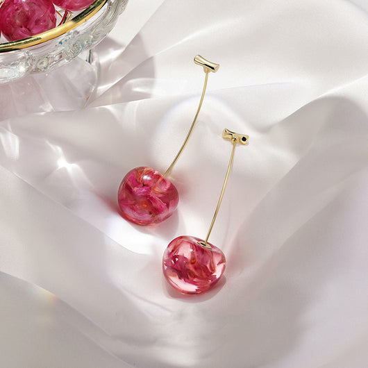Aretes Colgantes de Cereza con Elegancia Francesa