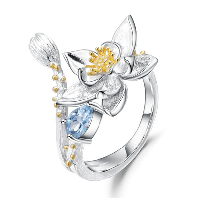 Anillo con Flor Silvestre Incrustada en Gema Natural - Image 8