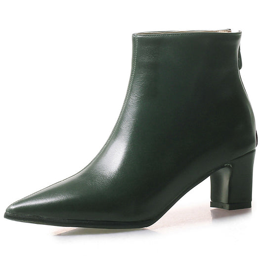 Botas Cortas de Cuero para Mujer con Tacón Grueso - Image 27
