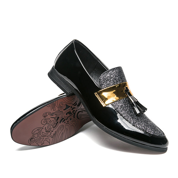 Zapatos de Cuero para Peluquero - Mocasines Puntiagudos con Borla Elegante