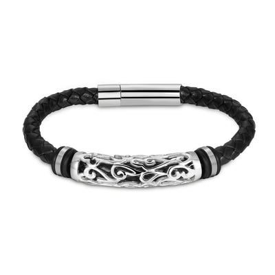 Pulsera de Cuero y Acero Inoxidable Estilo Punk - Image 3