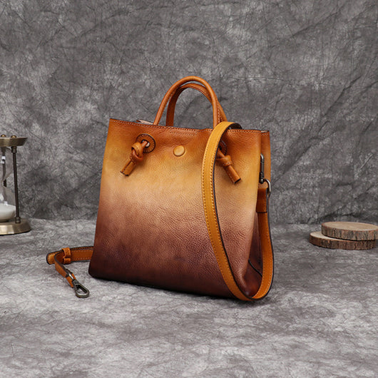 Bolso de Cuero con Efecto Teñido a Mano y Correa Diagonal - Image 8