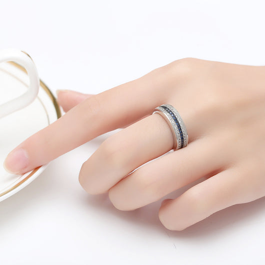 Anillo de Compromiso Circonita Azul y Blanca - Image 3