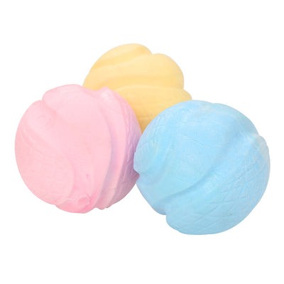 Light blue textured TPR foam dog toy ball, 7.5cm in diameter, for pet play and chewing. - Image 2