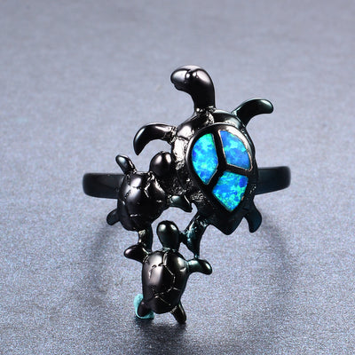 Anillo Tortuga Ópalo Fuego Azul - Image 5