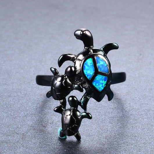 Anillo Tortuga Ópalo Fuego Azul - Image 5