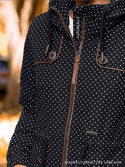 Chaqueta Larga con Capucha y Estampado de Lunares - Image 3