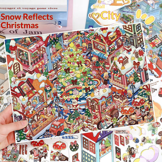 Pegatinas 3D Pueblo Navideño - Escenas Miniatura para Diarios y Scrapbooking - Image 2