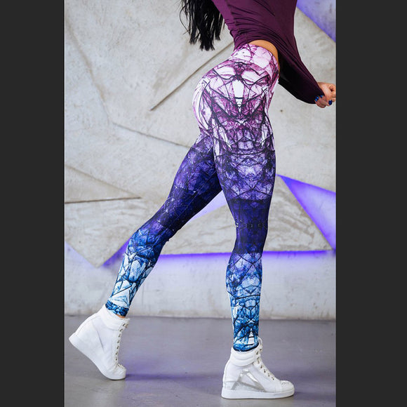 Pantalones Deportivos Yoga Cintura Alta con Estampado Multicolor