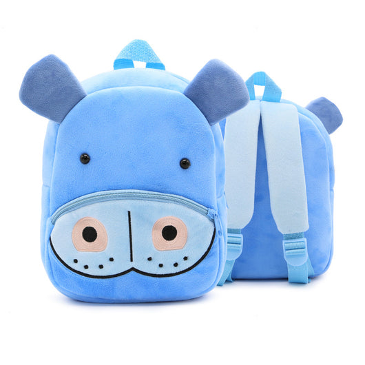 Cute green plush dinosaur backpack with red spikes, a blue front pocket, and yellow horn, for kindergarten children. - Image 10