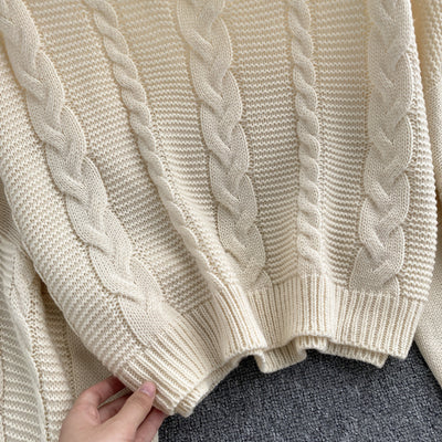 Conjunto Vintage Falda Alta con Suéter Retorcido de Manga Larga - Image 11