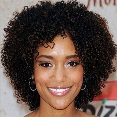 Peluca de Cabello Corto Rizado Negro - Image 3