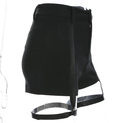 Shorts Elásticos Negros de Cintura Alta Ajustados - Image 3