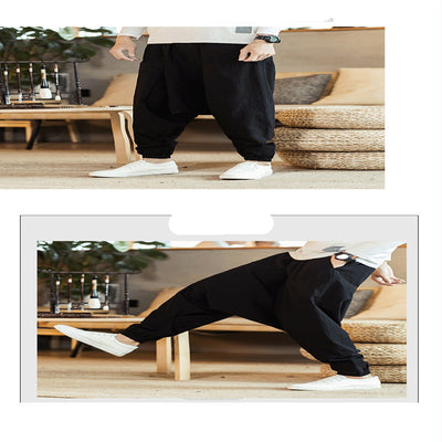 Pantalones de Lino Holgados Retro para Hombre Talla Grande - Image 5