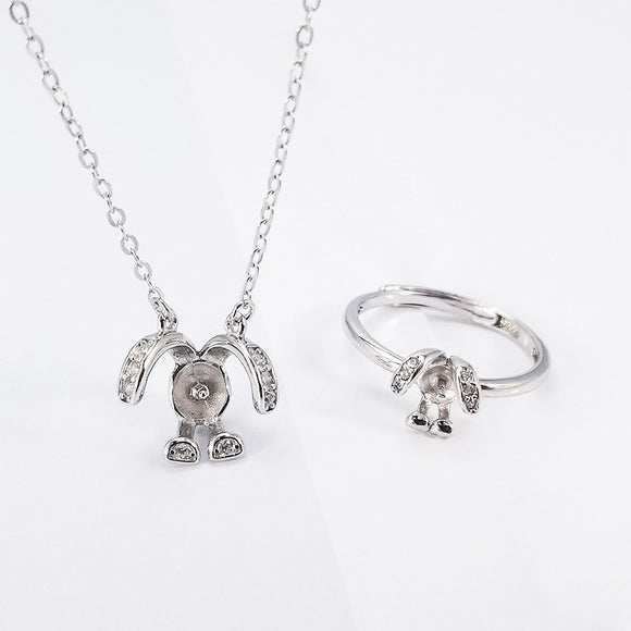 Collar Anillo de Plata Esterlina con Perla Creativa
