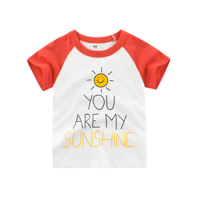 Camiseta Infantil de Algodón Cuello Redondo Manga Corta Verano