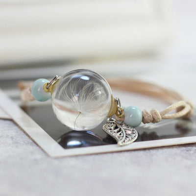 Pulsera Esfera de Cristal con Flores Secas - Diente de León y Estrellas - Image 4