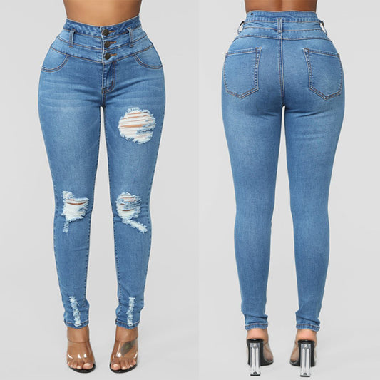 Pantalones Elásticos de Cintura Alta con Triple Refuerzo