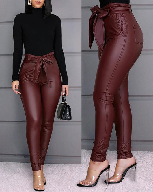 Pantalones de Cuero PU Casual - Estilo Moderno y Versátil - Image 3