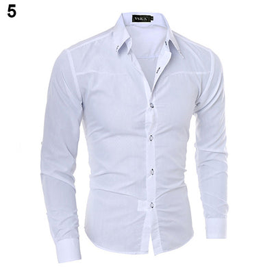 Camisa de Negocios a Cuadros Oscuros de Manga Larga - Image 4