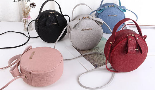 Bolso Bandolera Redondo de Cuero para Mujer - Cartera Messenger Circular - Image 3