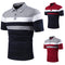 Playera tipo polo con cuello para hombre en bloques de tres franjas