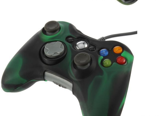 Red, black, and white camouflage silicone case for an Xbox 360 controller, featuring textured grips. - Image 5