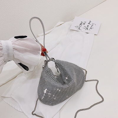 Bolso Bandolera Fruncido con Strass Monohombro - Image 8