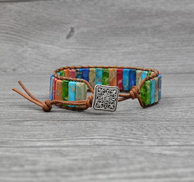Pulsera de Cuero Tejida a Mano con Piedra Imperial - Estilo Étnico Minimalista - Image 5