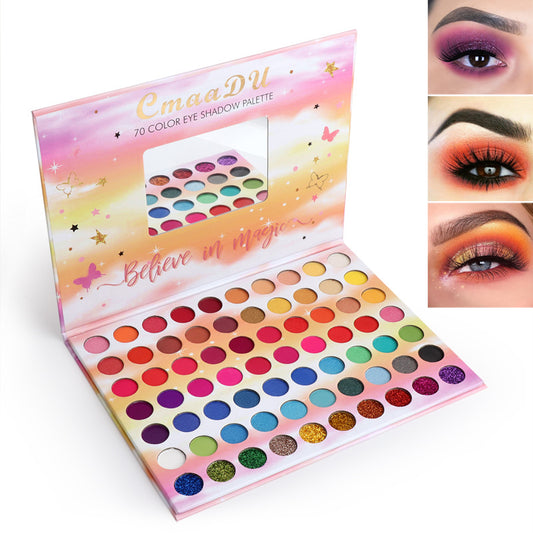 Paleta de Sombras 70 Colores Mate, Brillo y Metal Resistente al Agua