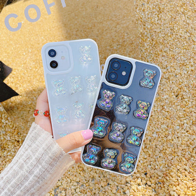 Funda para Celular con Glitter Fino y Diseño de Osito Multicolor - Image 5