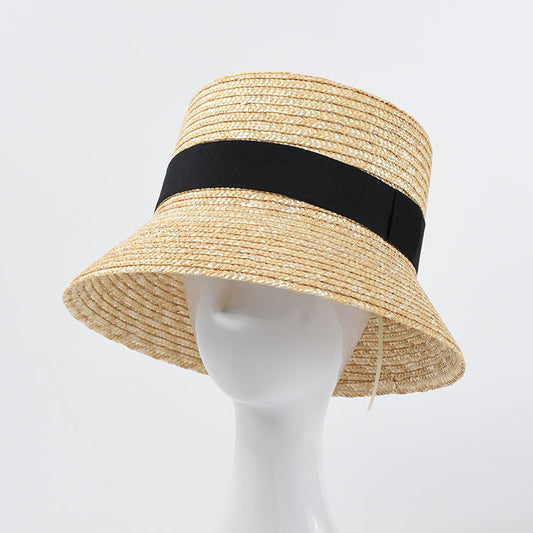 Sombrero Bucket de Paja con Ala Plana - Protección Solar Elegante