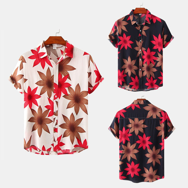 Camisa Estampada de Manga Corta para Hombre con Diseño Floral