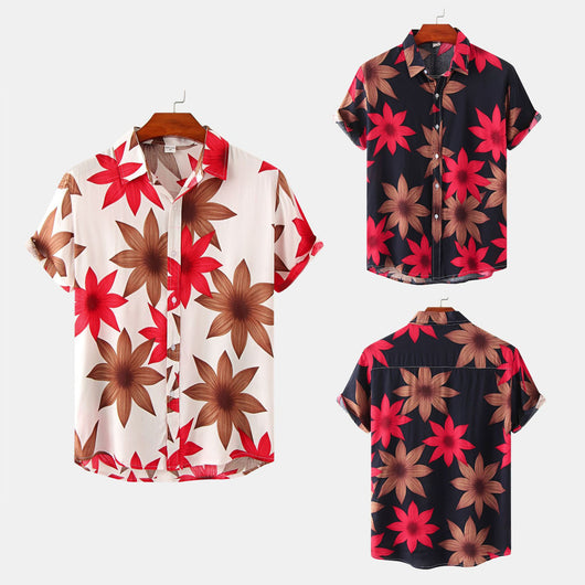 Camisa Estampada de Manga Corta para Hombre con Diseño Floral
