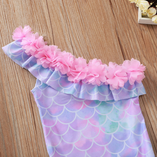 Traje de baño una pieza para niña con estampado de escamas de pez - Image 9