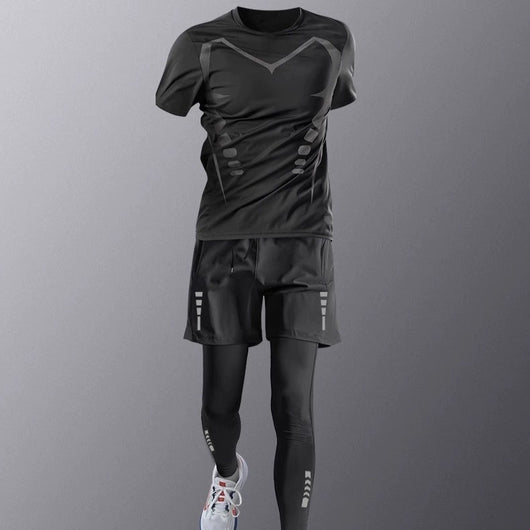 Camiseta Deportiva Ajustada Manga Larga Secado Rápido para Entrenamiento
