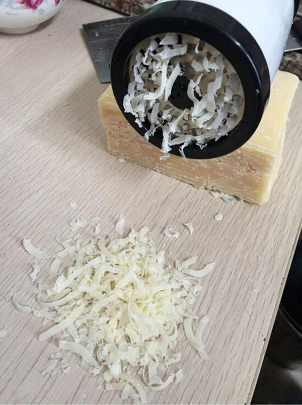 Rallador de Queso Giratorio de Acero Inoxidable con Molino y Dos Cuchillas