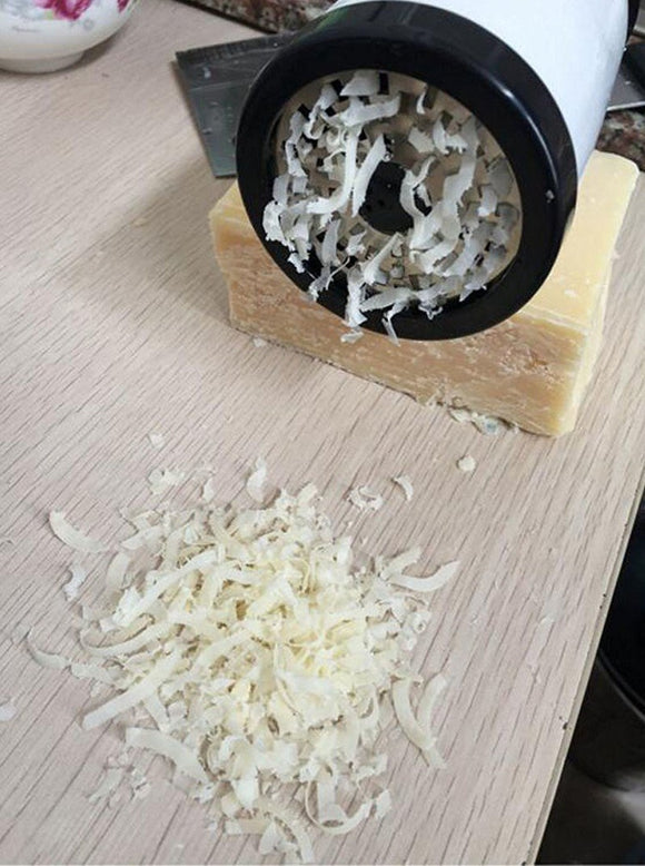 Rallador de Queso Giratorio de Acero Inoxidable con Molino y Dos Cuchillas